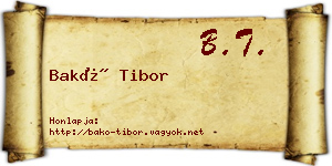 Bakó Tibor névjegykártya