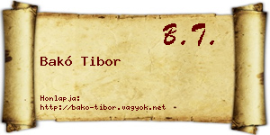 Bakó Tibor névjegykártya
